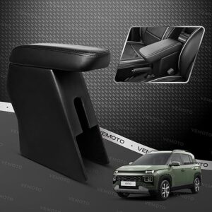 2.0 High-End Car Center Armrest with Storage Compartment and Ultimate Comfort for Hyundai EXTER (Black)